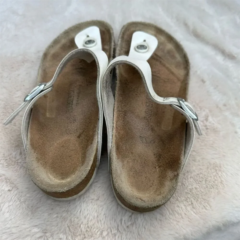 Birkenstock Gizeh Women's Thong Sandals White Leather Size 39 US 8-8.5